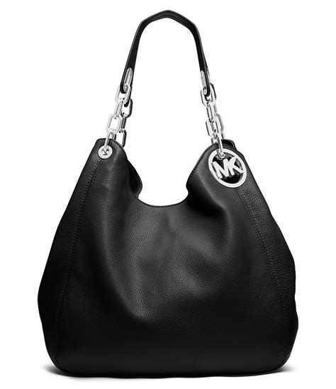 michael kors fulton large hobo black silver|Fulton Large Logo and Leather Shoulder Bag .